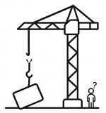 Jeřáb s břemenem po nehodě.